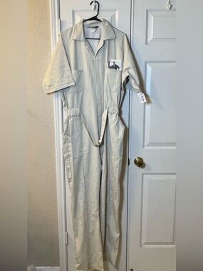 VTG Para Suit Coverall Men's Short-Sleeve Belted 46 Long Solid Khaki - NWT
